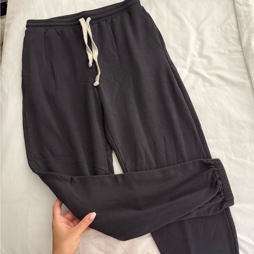 Madewell Black Joggers with Cream Drawstring